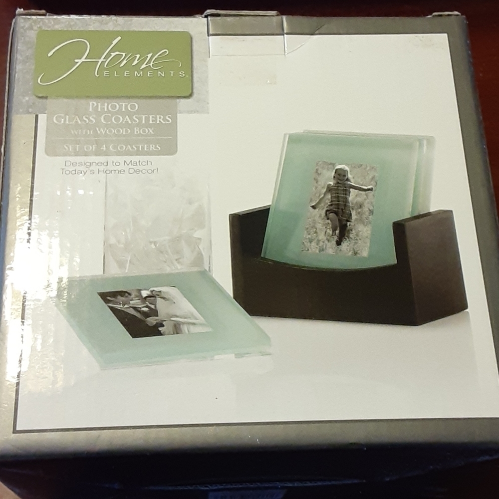 Photo Glass Coasters with Wood Box